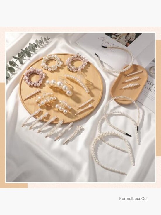 23 Pcs Pearl Hair Accessory Set - Hair Clips, Headbands, Metal Clips for Styling